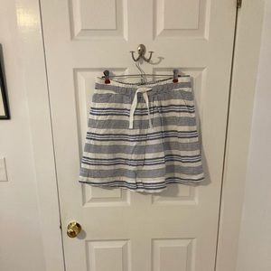 J Crew Blue snd White Linen Skirt